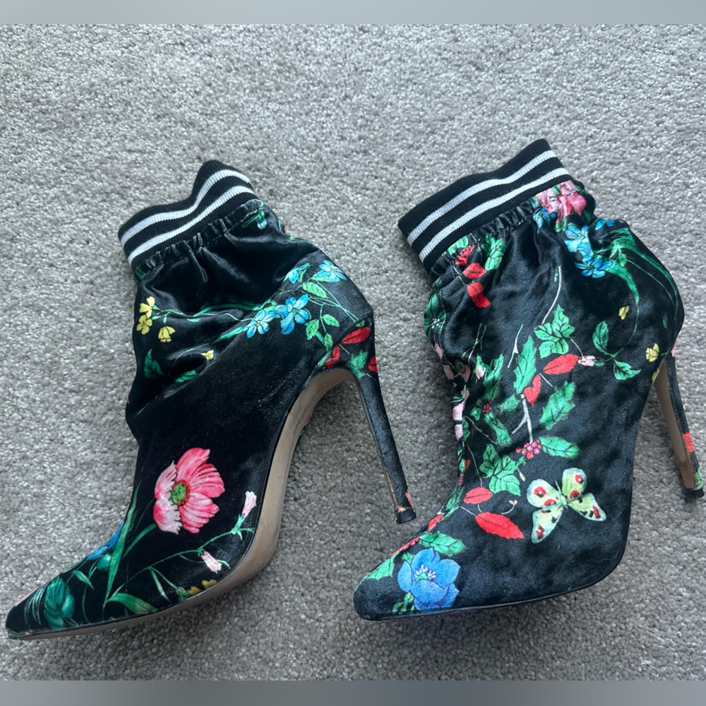 Privileged Black Floral Heeled Boots